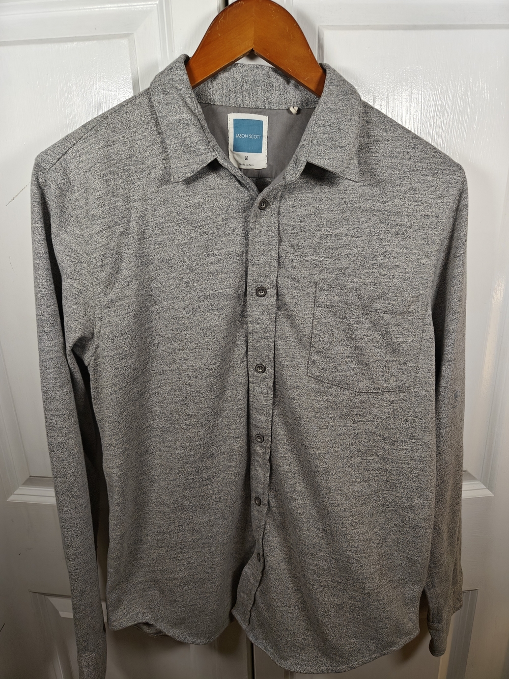 Jason Scott Medium Gray Heathered Cotton Long Sleeve Button Down Wilson Shirt
